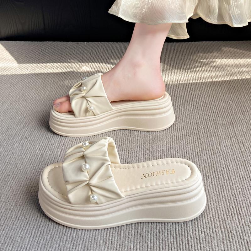 Fashion Slippers Casual Low Summer Women's Shoes Slides Platform Pantofle Rubber Flip Flops Flower Luxury 2025 Hawaiian Hoof Heels Rome