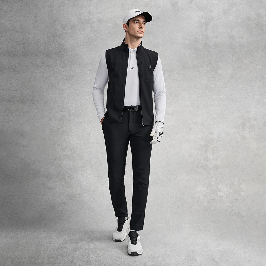 Fila Golf Series Simple Classic Basic Solid Color Sports Training Versatile Comfortable Vest Men Vest Deep-Black A11M615504FBK