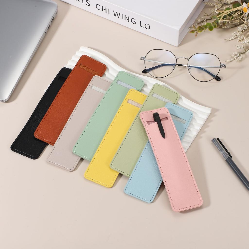 PATIKIL Pen Sleeve PU Leather Pen Single Fountain Pouch Protective Cover Holder for Office Ballpoint Black 7-inch Case, 8-Piece Pouch, Pens,