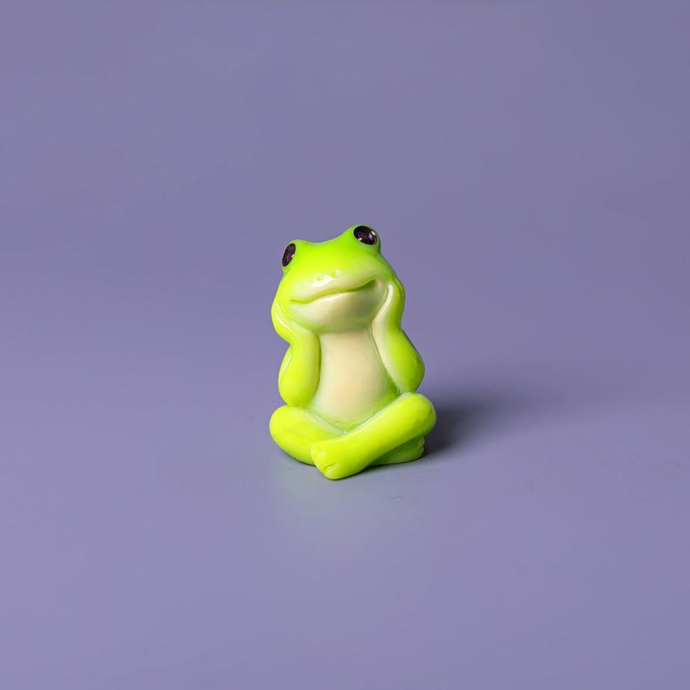 6pcs Cartoon Style Mini Frog Ornament Desktop Sized Desktop Frog Accessory Micro Landscape