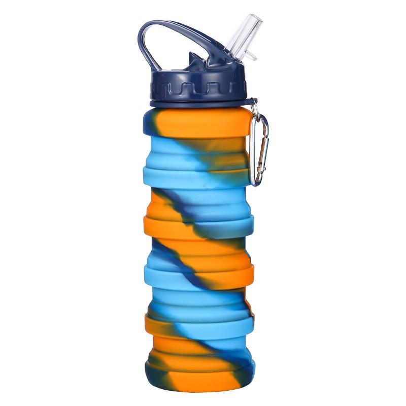 Collapsible Silicone Sports Water Bottle 500ml Camouflage Foldable Travel Cup Outdoor Hiking Camping
