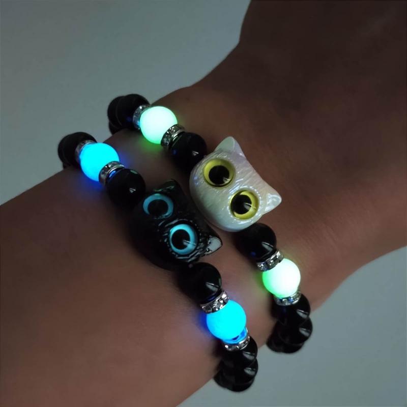 Lovely Bracelet Resin Luminous Bead Bracelet Comfortable Cat Hand Chain Great for Everyday Life and Dating