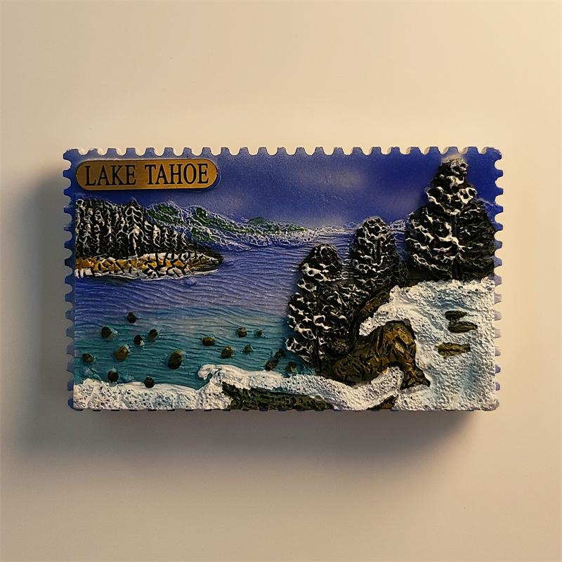 

America California Lake Tahoe 3D Stereoscopic Tourism Souvenirs Resin painting Decoration home Refrigerator magnets