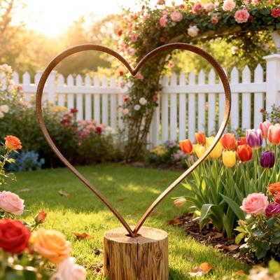 Rusted Heart Stake In Garden Decor Unique Rustic Design Great for Lawn Yard Outdoor Area DecorGround Stake Weather Resistant