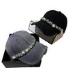 Light Luxury Rhinestone Cap Washed Cotton Ripped Baseball Cap Trendy Casual Versatile Women'S Hat