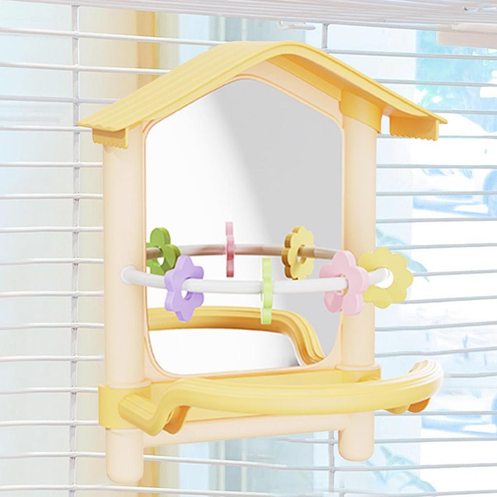 Parakeet Perches With Mirror Bird Cage accessory Pet Supplies for Chewing Playground Indoor Outdoor Yard Garden Patio Courtyard