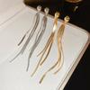 Minimalist Gold Color Snake Bone Chain Long Tassel Dangle Earrings for Women Daily Party Wear Face-slimming Statement Jewelry