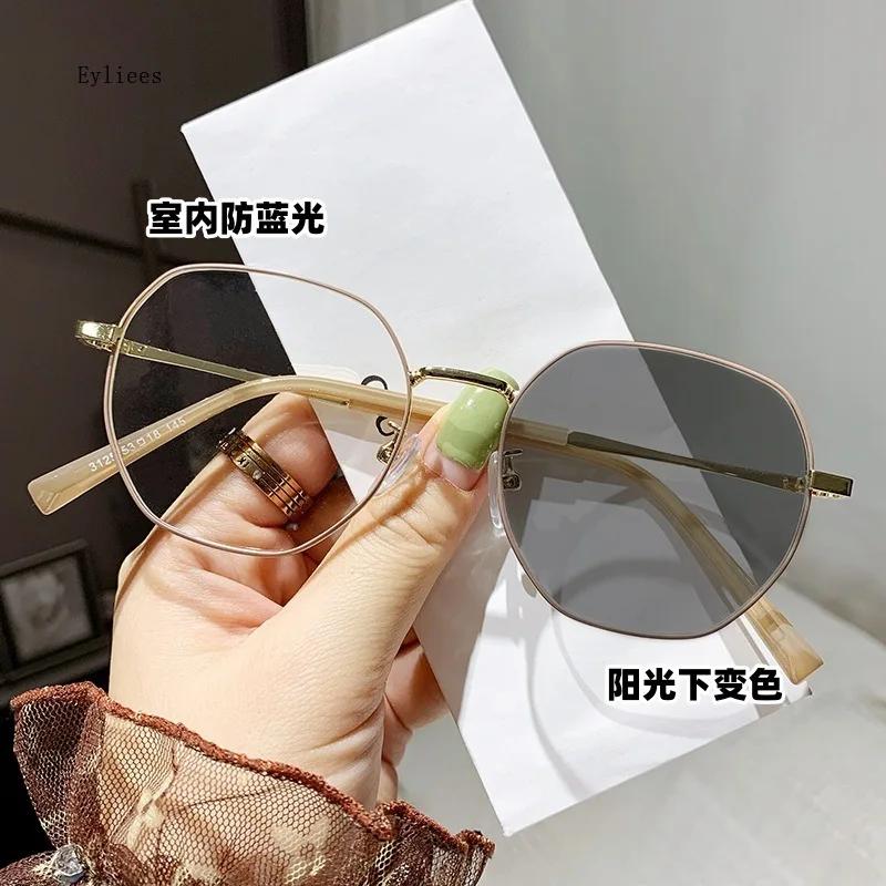 Photochromic Myopia Glasses Neutral Anti Blue Myopia Glasses 0 To -4.0 Minimalist Style Myopia Glasses Finished Product óculos