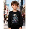 European Sizes Kids' Fashion Round-neck Pullover, Long-sleeved Top for , Panda Print, Suitable for Daily Casual Wear and Outdoor Activities