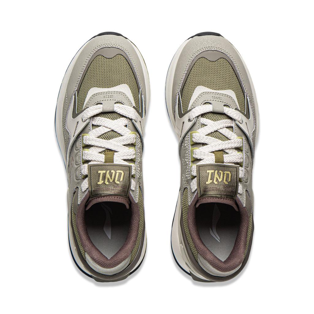 Li Ning 001 Original Aspiration V2 Slip Resistant Abrasion Resistant Low top Chunky Sneakers Men's Gray Green AGLW015-1