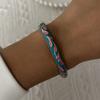 Boho Ethnic Style Multicolor Enamel Flower Zircon Bracelet For Women Gold Color Luxury Leaf Metal Texture Bangle Party Jewelry