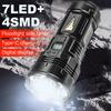 Powerful LED Flashlight Super Bright Light with COB Side Light Camping Portable Lantern USB Rechargeable Outdoor Torch