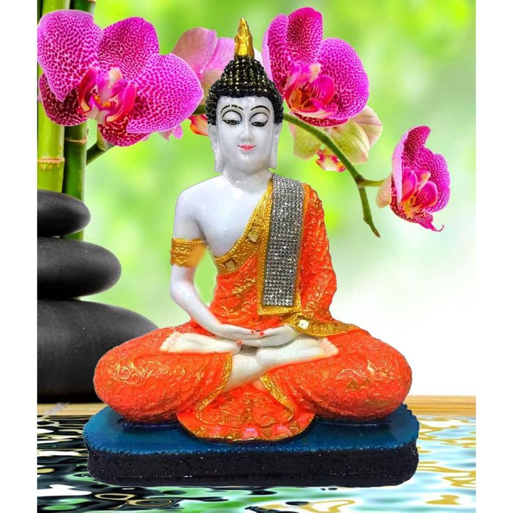 Polyresinová socha sedícího idolu Buddhy Předváděcí kus pro dekoraci domova Dárkové předměty 1 obr. (BLK růžová), Náboženský