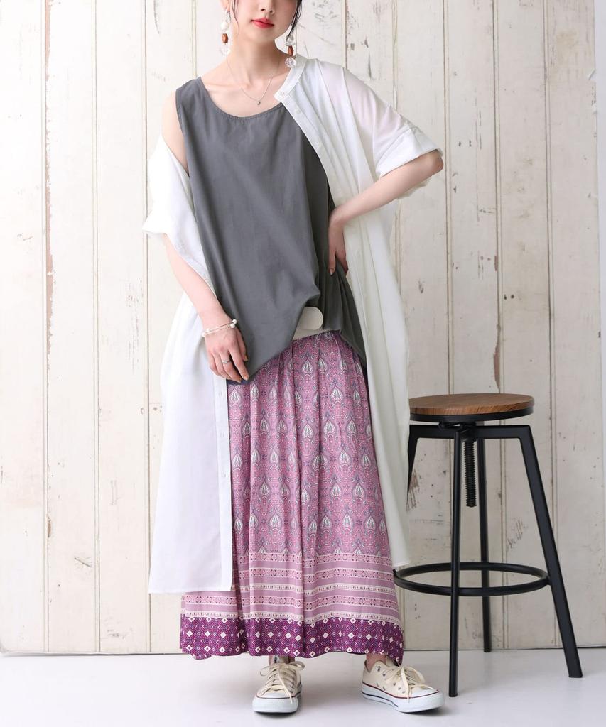 Oshare Walker Collar Short Sleeve Shirt Long Shirt Short Loose Plus Sizes Layered wfn0239 n'OrLABEL [Band Dress] Women's Dress, Spring/Summer,