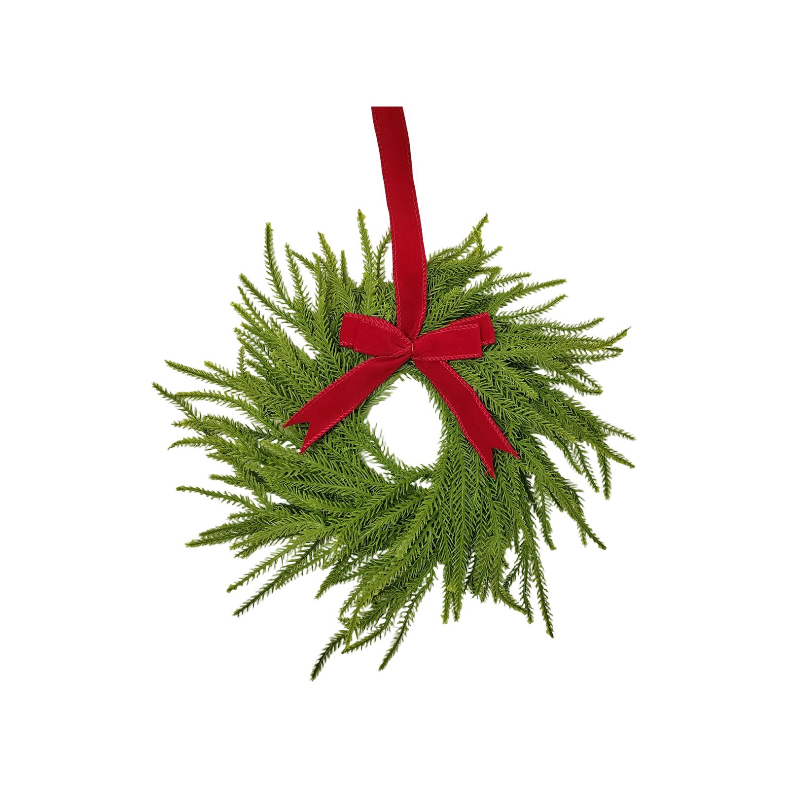 

Pre-Lit Artificial Wreath, Artificial Garland For Front Door With Red Bow, Cones, Red Berries, One Size