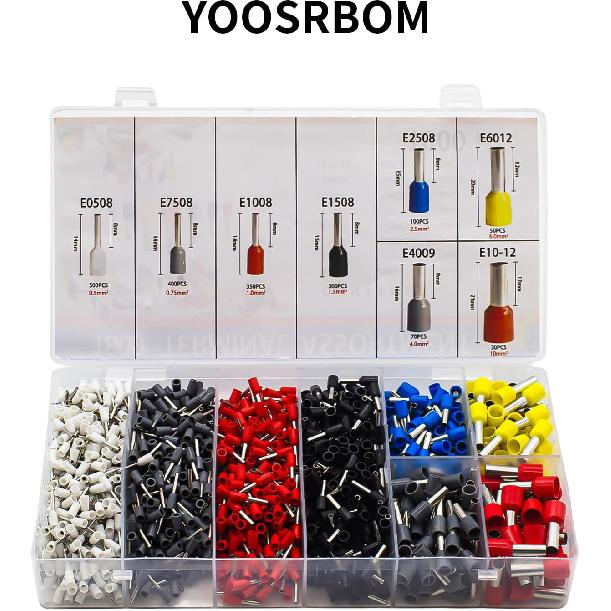 Ferrule Crimping Tool Consists of Wire Ferrules Kit and 1800PCS Terminals, Ratcheting Wire Crimping Tool Range 23-7AWG, Quadrangle Adaptive Ferrule