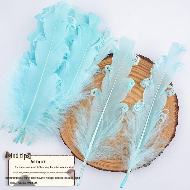 DIY Handmade White Large Curly Feather Accessories for Hats, Clothing, and Bags
