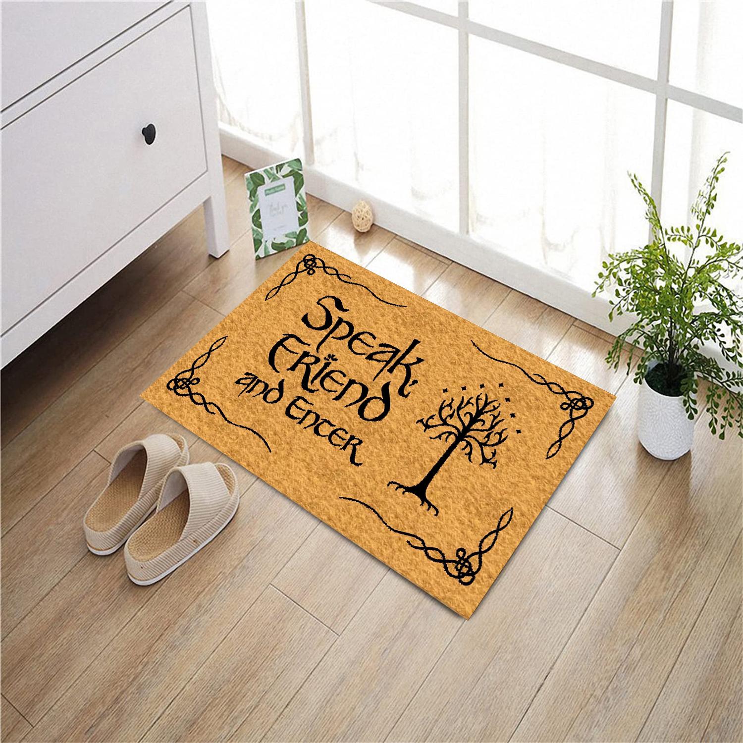 Spreek Vriend en Ga Binnen Deurmat, Antislip Rubberen Vloermat, Welkom Deurmat voor Huisinwijding, Woondecoratie 30x18 Inch 18x30 Inch geel