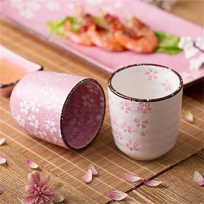 Tazza da tè in porcellana sottosmalto stile giapponese Kung Fu Tea Tazza da tè secondaria per proprietario di casa Tazza da tè in vetro Rosa Bianco