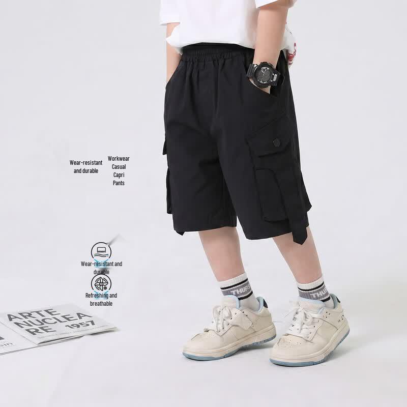 Boys Summer Cotton Cargo Shorts 110 чёрный