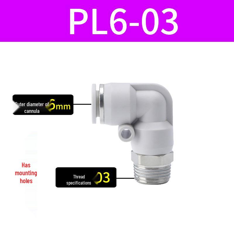 Premium White Male Thread Elbow PL8-02 Pneumatic Connector, 4-M5/6-01/10-03/12-04 Air Tube