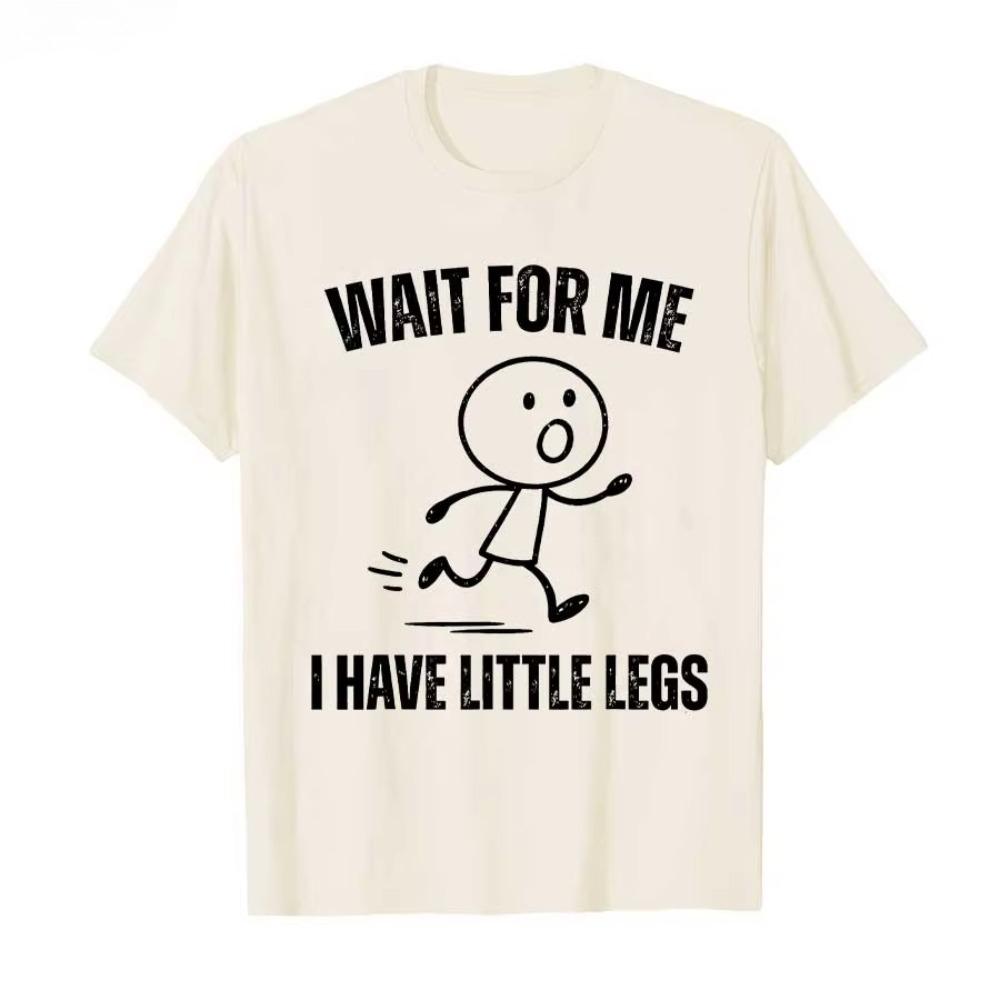 Wait for Me My Legs Are Short Funny Running Emoji Print Tshirt Unisex Cotton Shortsleeve Tshirt Top Comfortable Soft Cotton