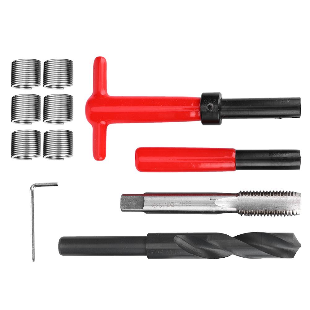11ks Sada na opravu závitů Nerezová ocel Kroucený vrták Závitník Klíč Nástroj pro závitové vložky M16x2