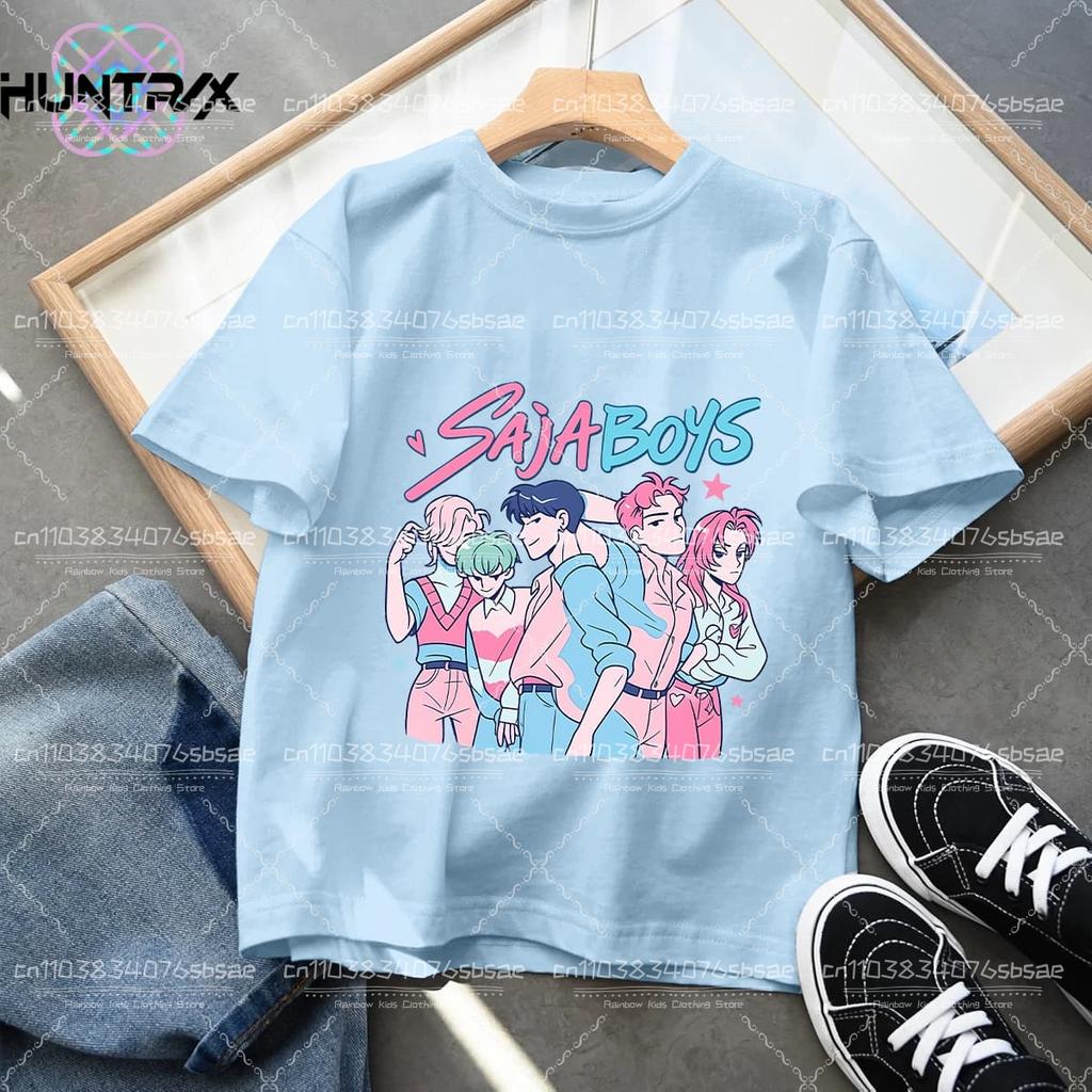 Summer Kpop Demon Hunters Children's Clothing Short Sleeve T-shirt Cute Kpop Demon Hunters Tiger Harajuku Tshirt for Boys Girls