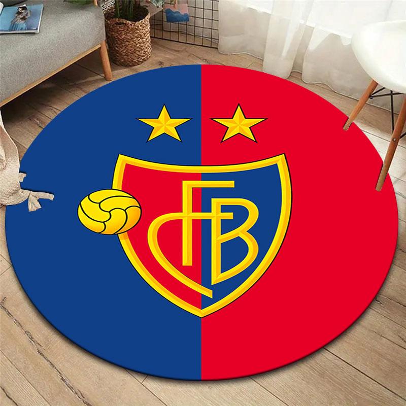 FC Basel Round Area Rug,Carpet Rug for Living Room Bedroom Sofa Playroom Decor,Non-slip Floor Mat