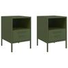 Nightstands 2 Pcs Olive Green 36 X 39 X 50.5 Cm Steel