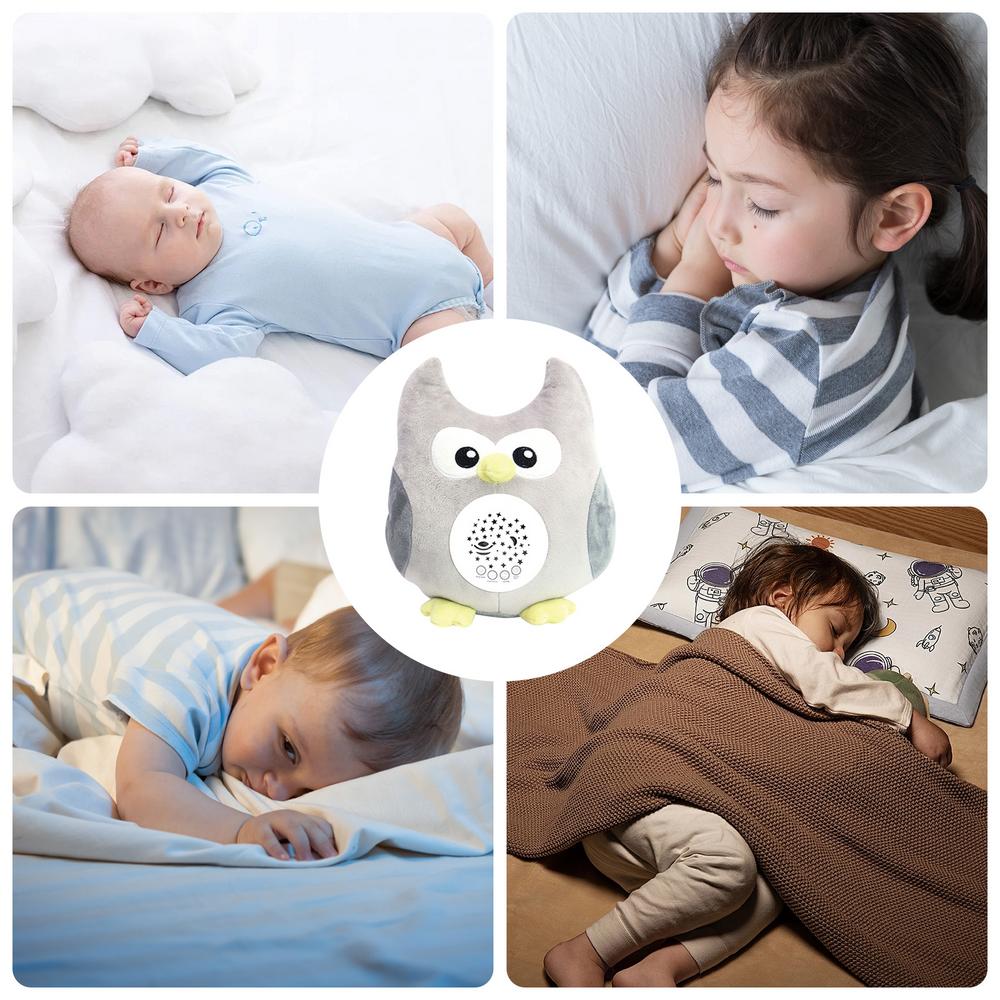 Kid Sleep Soother Pillow Newborn Sleep Aid Sound Machine Starry Projector Stuffed Animal Plush Toy Musical Soother Plush Cuddly