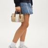 Coach Rowan 18 Signature Stripe Canvas And Leather Tote Shoulder Crossbody Bag Small Women Bags Light-Khaki Pink-White CR243-IMWQJ