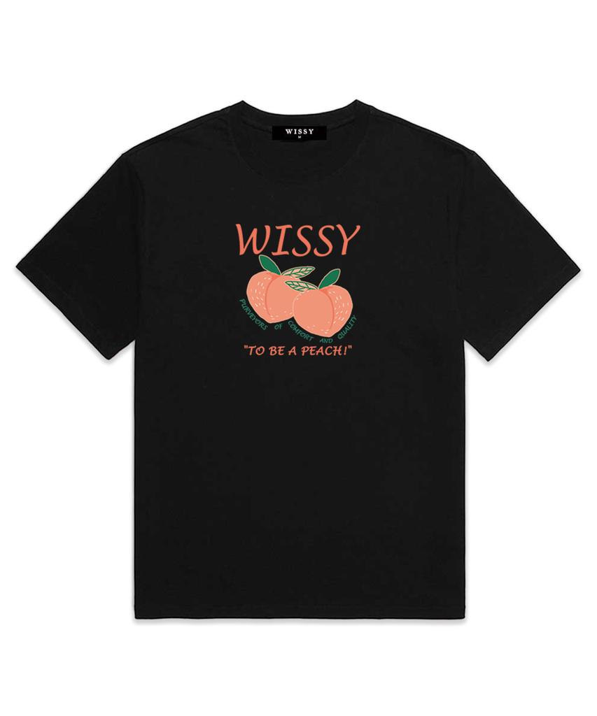 Wissi Peach Logo Short Sleeve T-Shirt (Ws008) Black