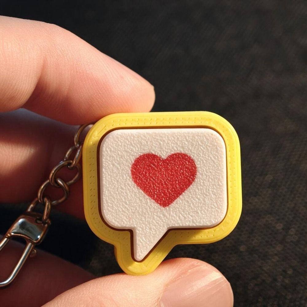 Yellow Heart Message Fidget Clicker Keychian Stress-Relief Heart Press Button Bag Charm  Adults