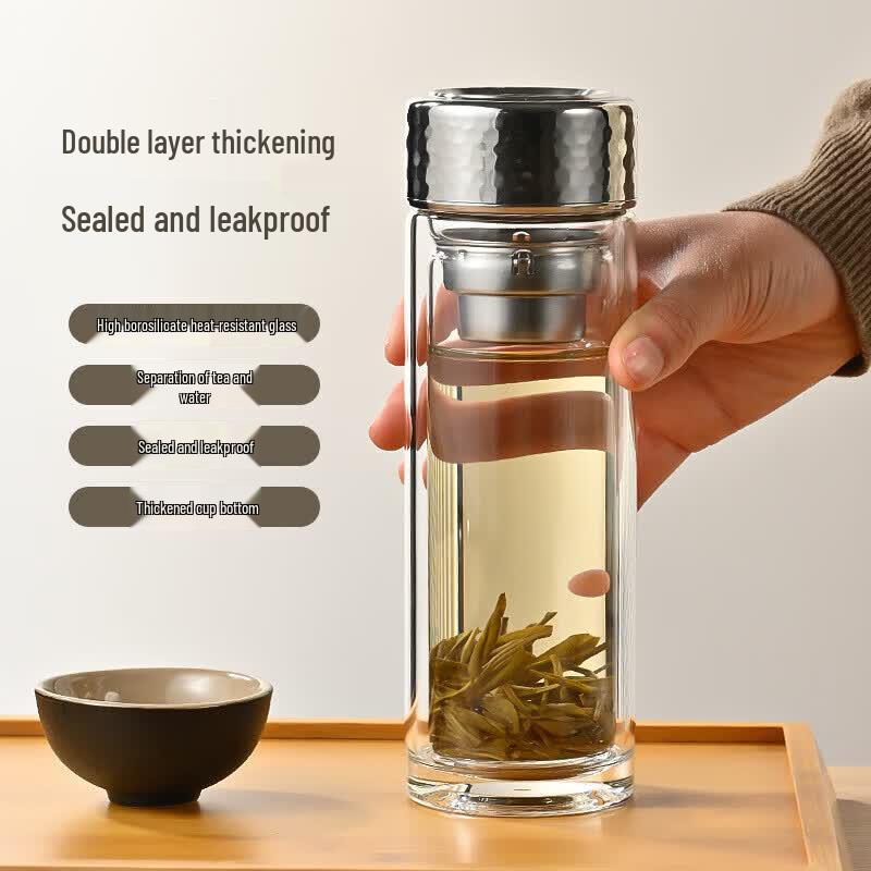 Portable Double-Layer Glass Tea Infuser Cup