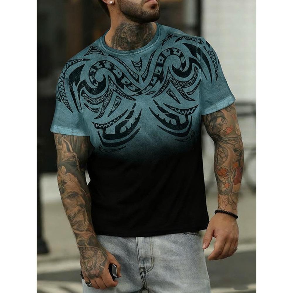 New Outdoor Street Style Men's Fashion T-Shirt 3D Textured Print Men's Fitness T-Shirt Casual Sports Short-Sleeve Top