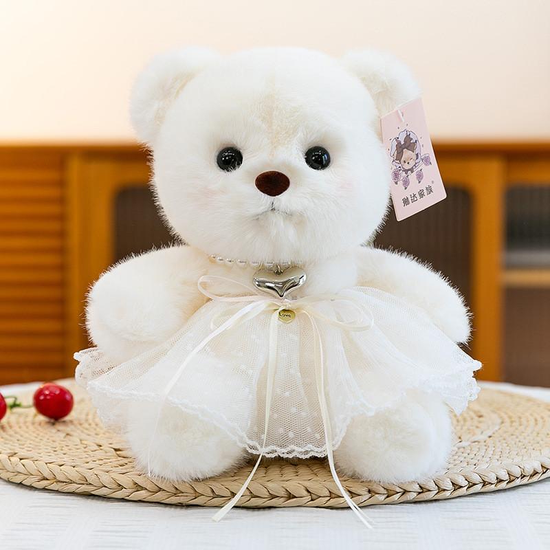 Plush Teddy Bear Toy With Love Heart Pendant And Skirt Decoration For Children