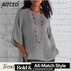 Damen Mode Lässig Einfarbiger Druck 3/4 Ärmel Rundhals Blusen & Hemden