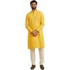 Manyavar SelfTextured Knee Long Kurta and Churidar Set For Men - (Yellow, Medium)