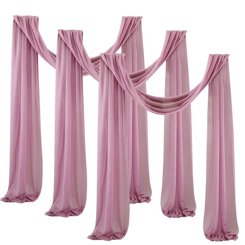 3Pack Set Wedding Arch Drape Fabric Sheer Chiffon Tulle Curtain Draping Backdrop Party Supplies Home Drapery Ceremony Decoration