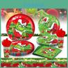 Tema Festa de Natal Conjunto de Talheres Descartáveis Com Pratos de Papel Coloridos Copos Guardanapos