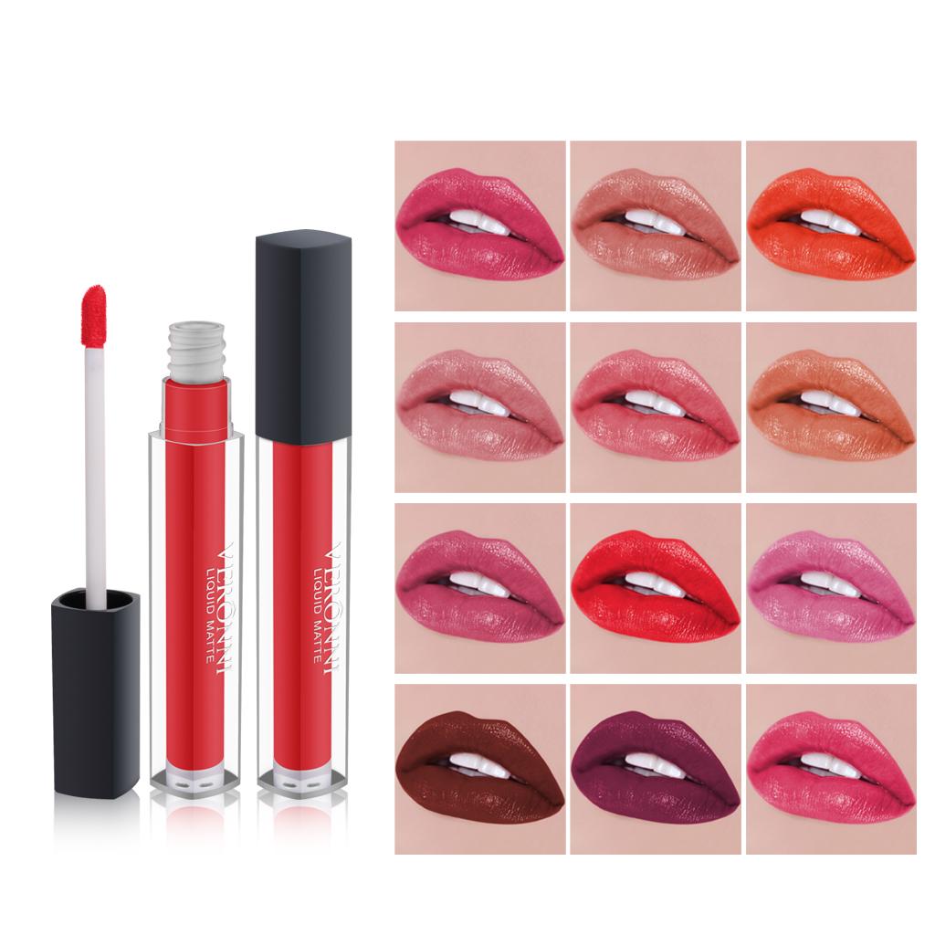 14 Color Square Tube Lip Gloss Waterproof Non Stick Cup, 24-hour Long-lasting Lipstick Lip Gloss, Sexy and Tempting Cosmetics