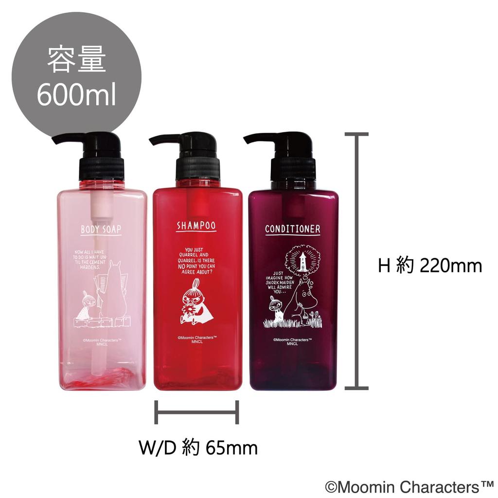 MOOMIN Maruei Nissan Pecolo Shampoo Bottle Refill Dispenser Little (3-Piece Set) (Moomin & My)