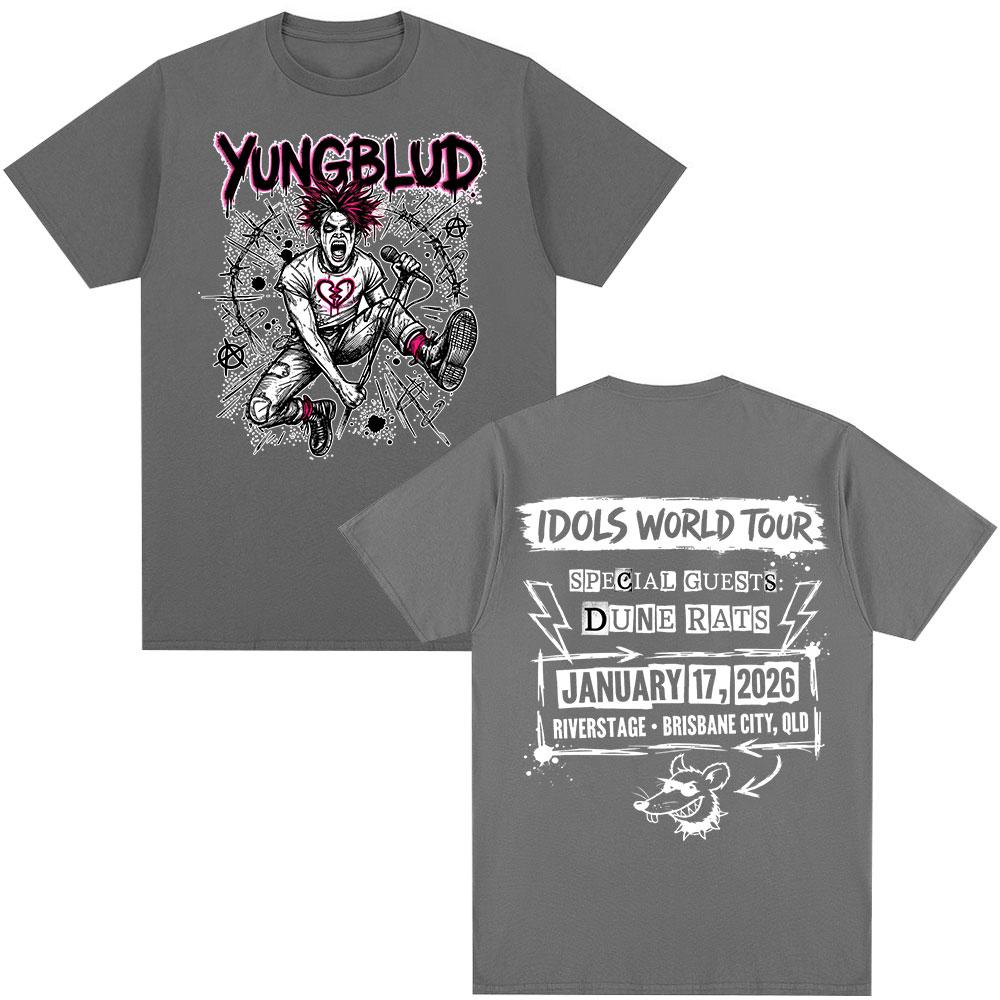 Yungblud IDOLS World Tour 2026 Merch Tshirts Mens Clothing Fashion Short Sleeves Tshirt Cotton Summer Oversized T Shirt Tops