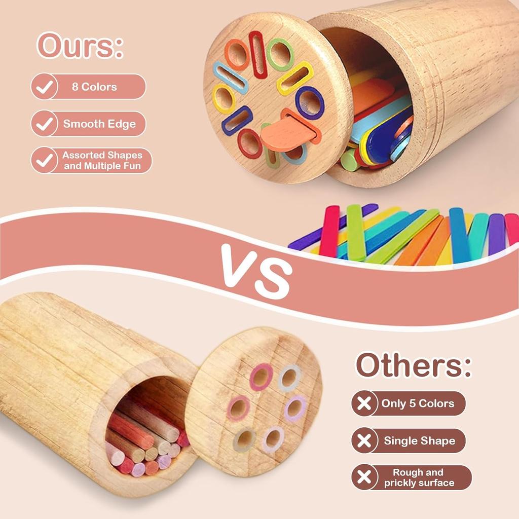 Giocattoli Montessori per Bambini di 3 Anni Giocattoli in Legno per Ordinare Monete, Bastoncini e Forme Giocattoli Educativi per Bambini Piccoli Motricità Fine Giocattoli Sensoriali