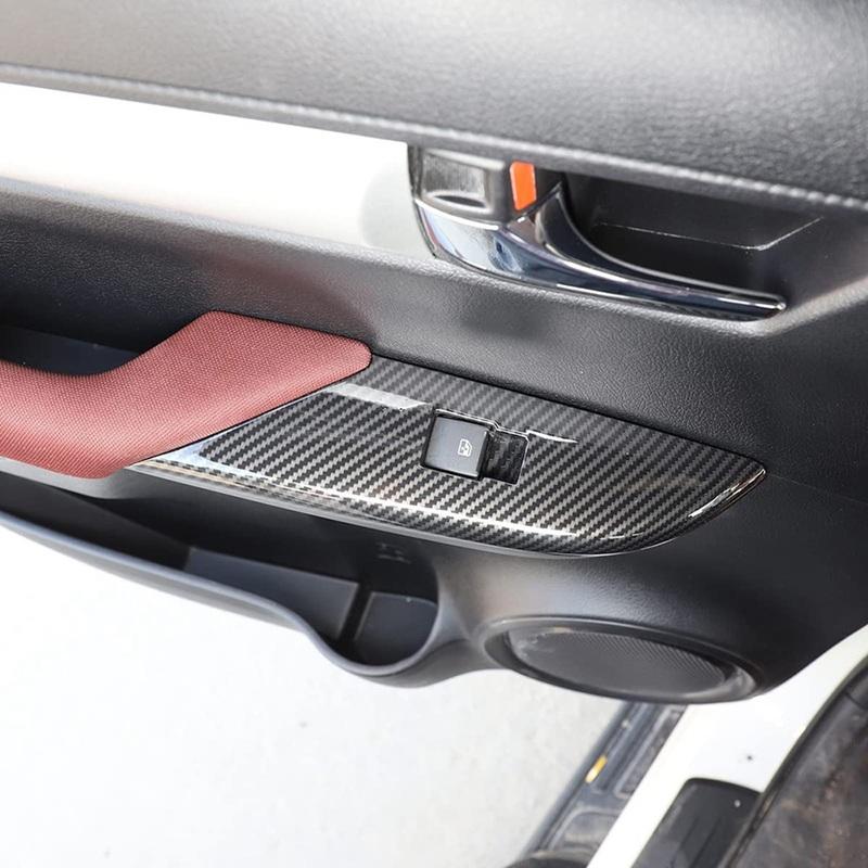 Car Door Armrest Window Switch Panel Cover Trim For Toyota Hilux 2015 2016 2017 2018    (ABS Carbon Fiber)-M53K