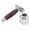 Double Edge Shaving Kit Alloy Non Slip Wooden Handle Safety Reusable Manual Shaving Kit with Stand