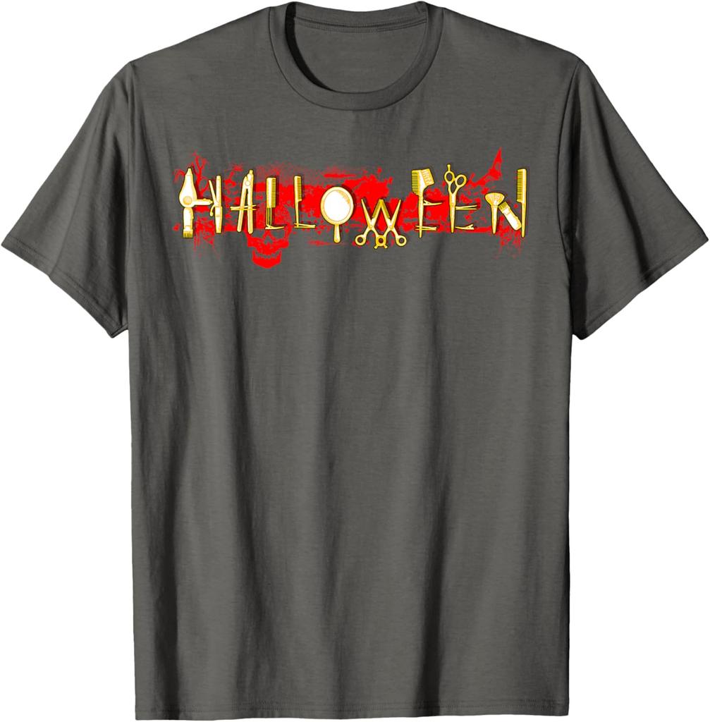 Halloween Hair Stylist Barber Tools Graphic Cotton Crew Neck TShirt Casual Gift
