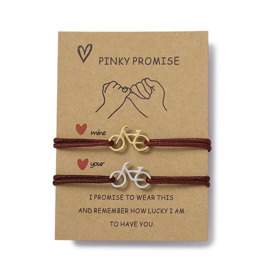 Noter 2Pcs Matching Couple Bracelet Stainless Steel Bicycle Cool Riding Paired Accessory Premium Selected 2mm Cord Adjustable