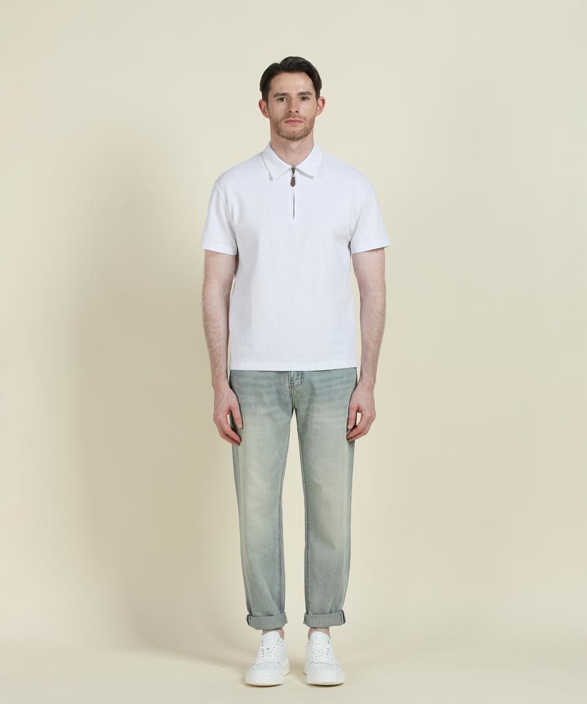 PANICALE White Half-Zip Polo Shirt